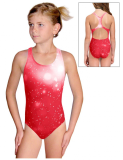 Dívčí sportovní plavky jednodílné PD623 t207 červená