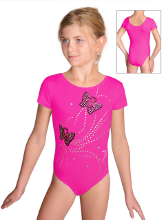 Gymnastický dres S37kkg f141 reflexní růžová supplexcká bavlna 