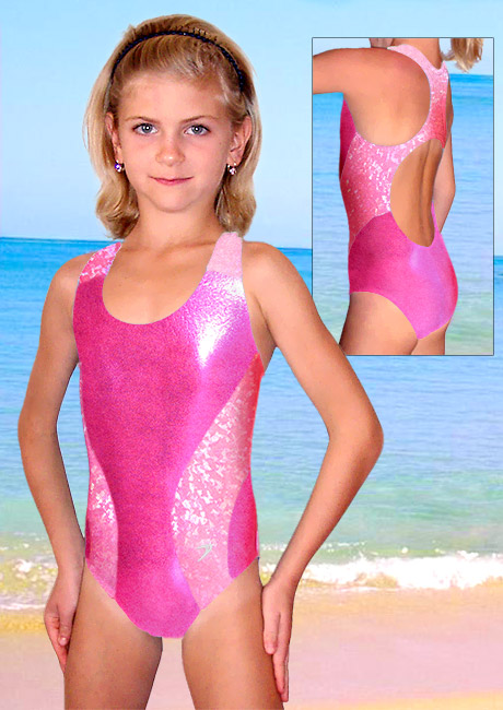 Dívčí sportovní plavky jednodílné PD625sl reflexní růžová