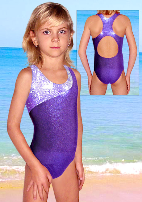 Dívčí sportovní plavky jednodílné PD626sl fialová