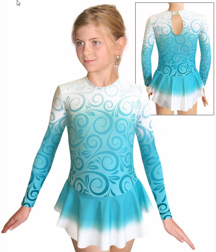 Krasobruslařské šaty - trikot K739 t600 tyrkysová