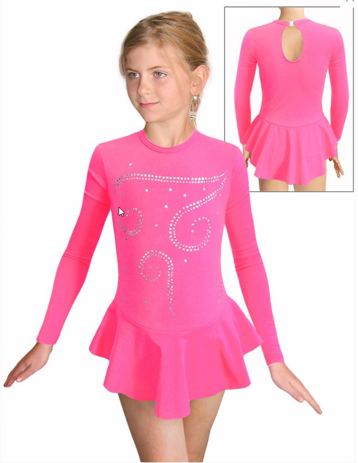 Krasobruslařské šaty - trikot K739 F27 reflexní růžová termo