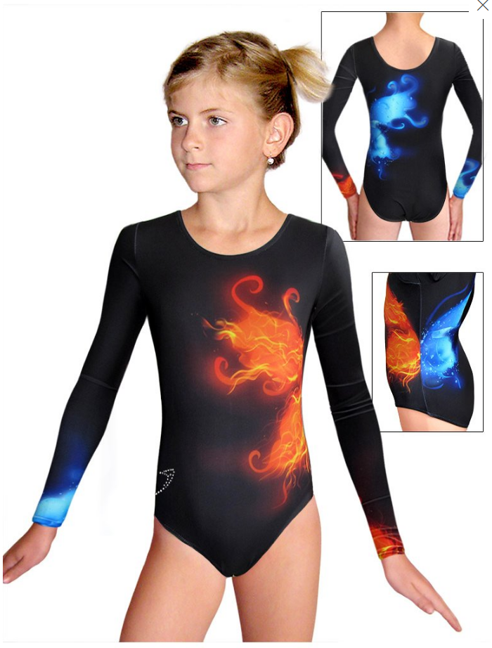 Gymnastický dres D37d t136 oheň a voda