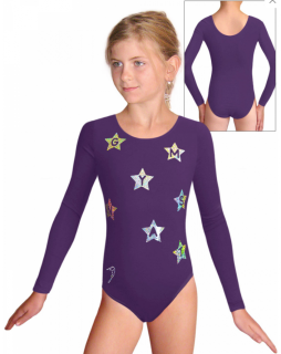 Gymnastický dres B37dg f93 tmavě fialová elastická bavlna