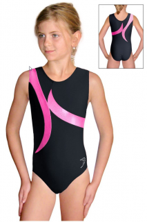 Gymnastický dres závodní D37r-37 černá s růžovou
