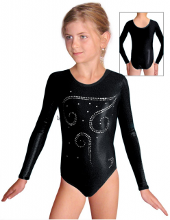 Gymnastický dres závodní D37dsl F27 černá metalíza
