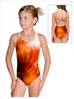 Dívčí sportovní plavky jednodílné PD623 t140 oranžová