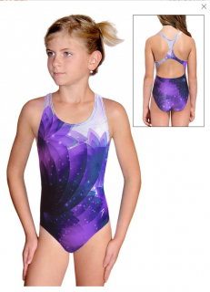 Dívčí sportovní plavky jednodílné PD623 t140 modrofialová
