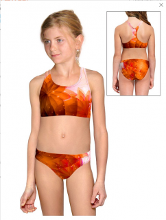Dívčí sportovní plavky dvoudílné PD658 t140 oranžová