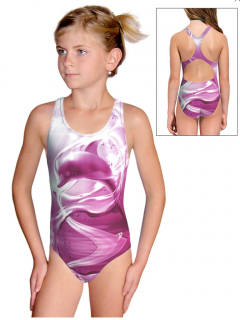 Dívčí sportovní plavky jednodílné PD623 t800 fialová
