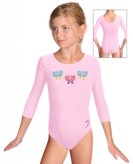 Gymnastický dres B37trg f76b světle růžová elastická bavlna