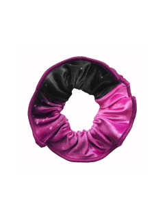 Gumička do vlasů - scrunchie - t185 černorůžová samet 